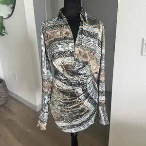 Pookie & Sebastian Mini Shirt Dress Paisley Sz S Party Cocktail Dinner Sexy